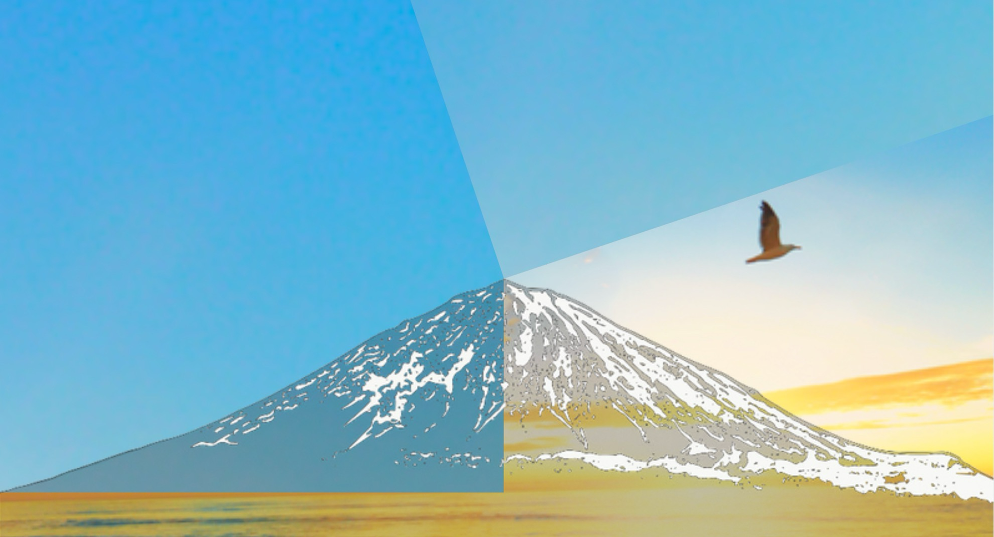 富士山の風景と施術風景